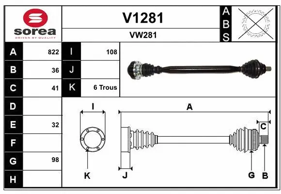 Arbre de transmission SNRA V1281