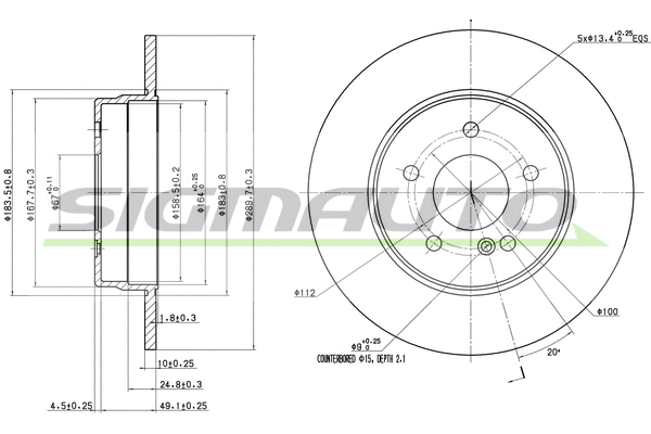 Disque de frein SIGMAUTO DBA963S