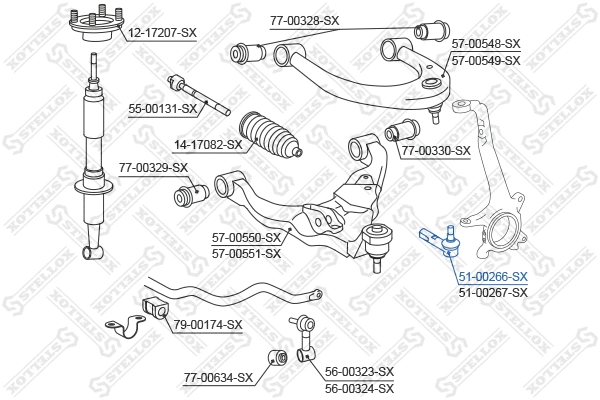 Rotule de barre de connexion STELLOX 51-00266-SX