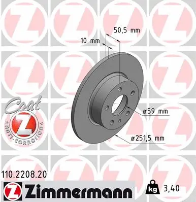 Disque de frein ZIMMERMANN 110.2208.20