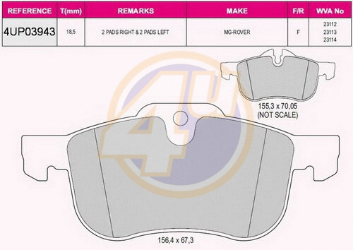 Kit de plaquettes de frein, frein à disque 4u 4UP03943