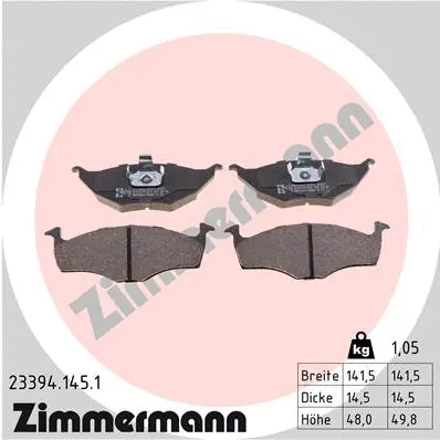 Kit de plaquettes de frein, frein à disque ZIMMERMANN 23394.145.1