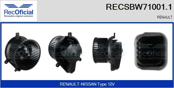 Pulseur d'air habitacle RECOFICIAL RECSBW71001.1