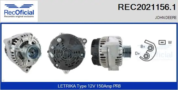 Alternateur RECOFICIAL REC2021156.1