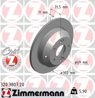 Disque de frein ZIMMERMANN 320.3807.20