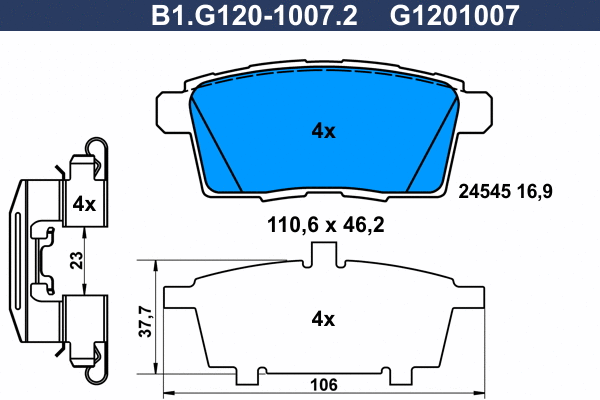 Kit de plaquettes de frein, frein à disque GALFER B1.G120-1007.2