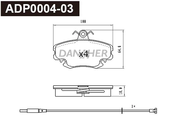 Kit de plaquettes de frein, frein à disque DANAHER ADP0004-03