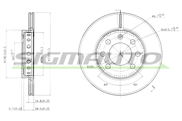 Disque de frein SIGMAUTO DBB161V