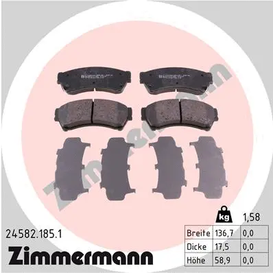 Kit de plaquettes de frein, frein à disque ZIMMERMANN 24582.185.1