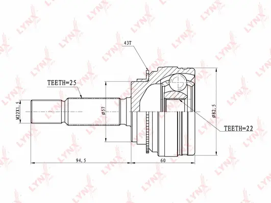 Jeu de joints, arbre de transmission LYNXAUTO CO-3657A