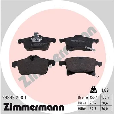Kit de plaquettes de frein, frein à disque ZIMMERMANN 23832.200.1