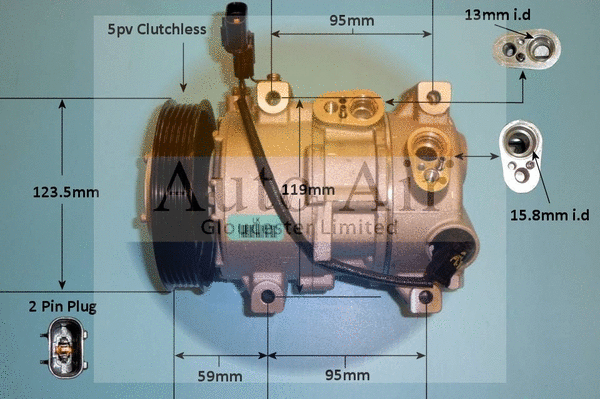 Compresseur, climatisation AUTO AIR GLOUCESTER 14-0347