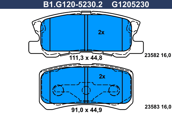Kit de plaquettes de frein, frein à disque GALFER B1.G120-5230.2