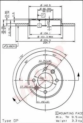 Disque de frein VILLAR 628.1219