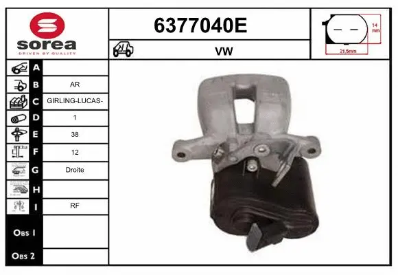Étrier de frein STARTCAR 6377040E
