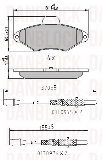 Kit de plaquettes de frein, frein à disque DANBLOCK DB 510200