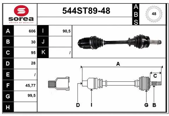 Arbre de transmission STARTCAR 544ST89-48