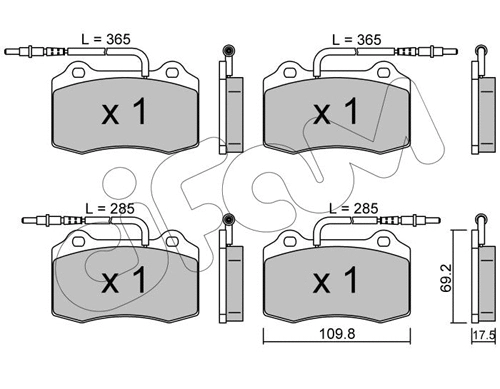 Kit de plaquettes de frein, frein à disque CIFAM 822-251-1