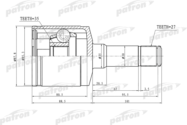 Jeu de joints, arbre de transmission PATRON PCV3188
