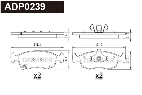 Kit de plaquettes de frein, frein à disque DANAHER ADP0239