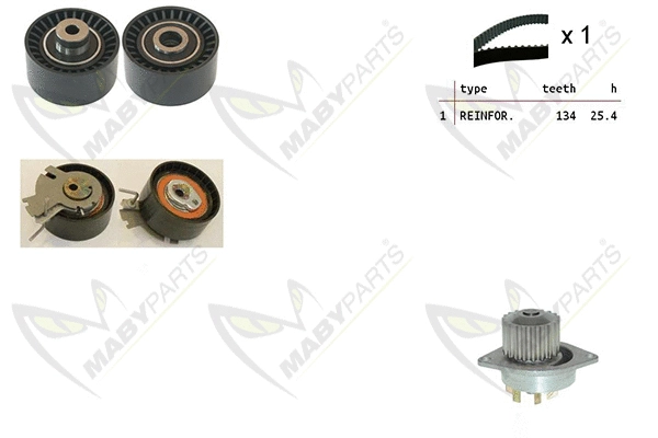 Pompe à eau + kit de courroie crantée MABYPARTS OBKWP0082