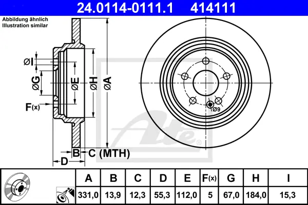 Disque de frein ATE-APAC 24.0114-0111.1