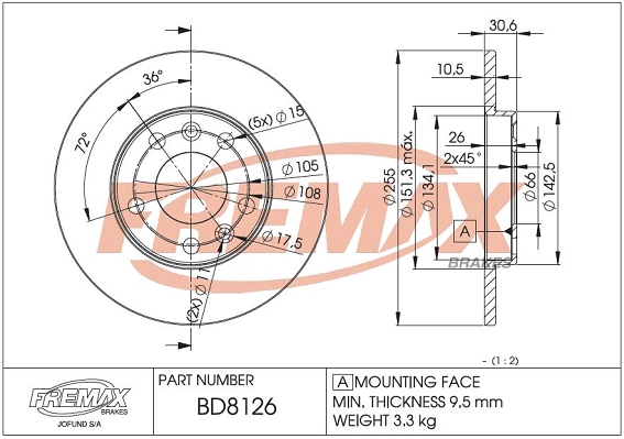 Disque de frein FREMAX BD-8126