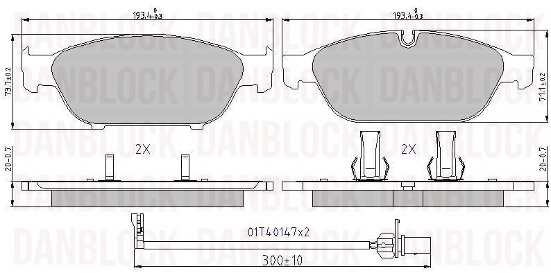 Kit de plaquettes de frein, frein à disque DANBLOCK DB 510876