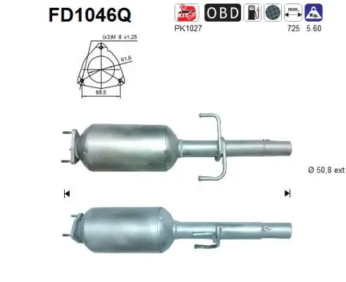 Filtre à particules / à suie, échappement AS FD1046Q