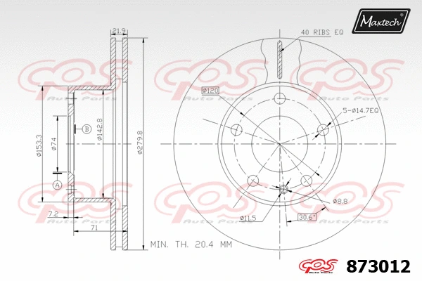 Disque de frein MAXTECH 873012