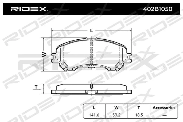 Kit de plaquettes de frein, frein à disque RIDEX 402B1050