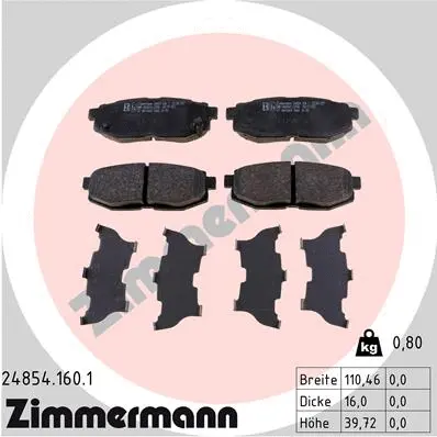 Kit de plaquettes de frein, frein à disque ZIMMERMANN 24854.160.1