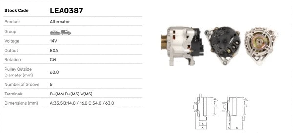 Alternateur LUSA LEA0387