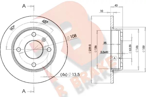 Disque de frein R BRAKE 78RBD21062