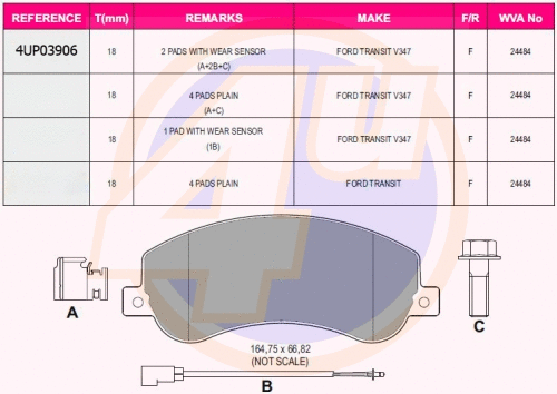 Kit de plaquettes de frein, frein à disque 4u 4UP03906