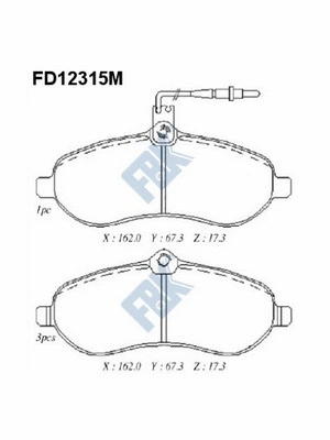 Kit de plaquettes de frein, frein à disque FBK FD12315M