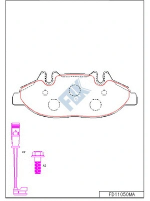 Kit de plaquettes de frein, frein à disque FBK FD11050MA