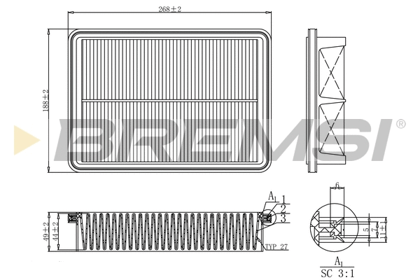 Filtre à air BREMSI FA1192