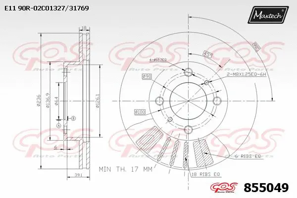 Disque de frein MAXTECH 855049