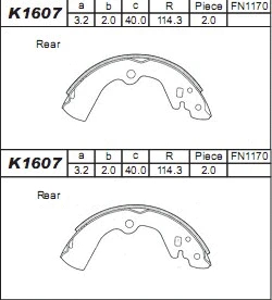Jeu de mâchoires de frein ASIMCO K1607