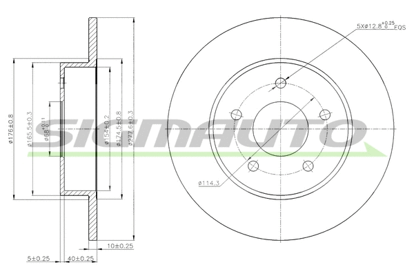 Disque de frein SIGMAUTO DBB383S