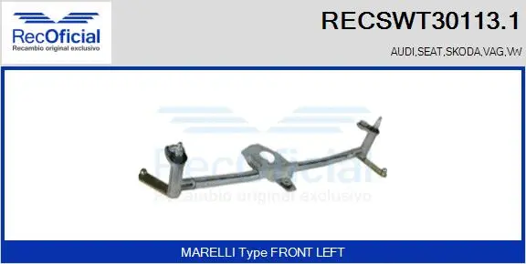 Tringlerie d'essuie-glace RECOFICIAL RECSWT30113.1