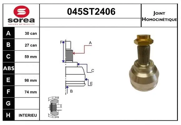 Jeu de joints, arbre de transmission STARTCAR 045ST2406