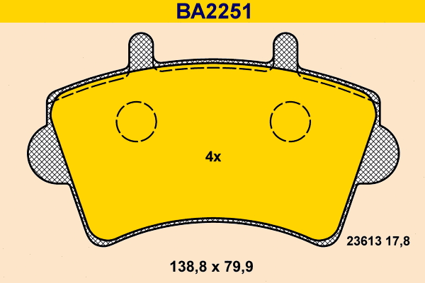 Kit de plaquettes de frein, frein à disque BARUM BA2251