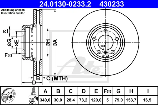 Disque de frein ATE-APAC 24.0130-0233.2