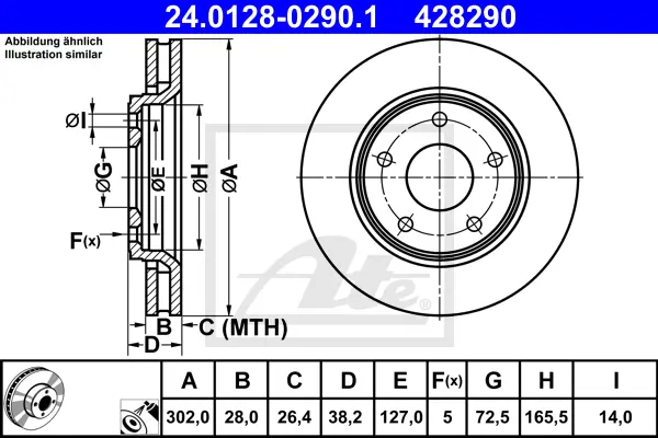 Disque de frein ATE-APAC 24.0128-0290.1