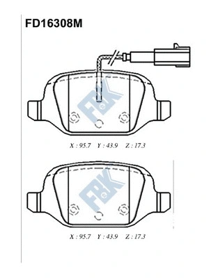 Kit de plaquettes de frein, frein à disque FBK FD16308M