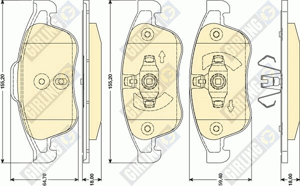 Kit de plaquettes de frein, frein à disque GIRLING 6117892
