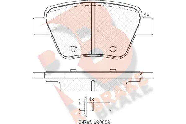 Kit de plaquettes de frein, frein à disque R BRAKE RB1967
