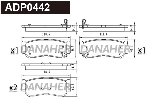 Kit de plaquettes de frein, frein à disque DANAHER ADP0442